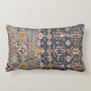 Dusty Blue Green Kuba Yellow Bands Throw Pillow