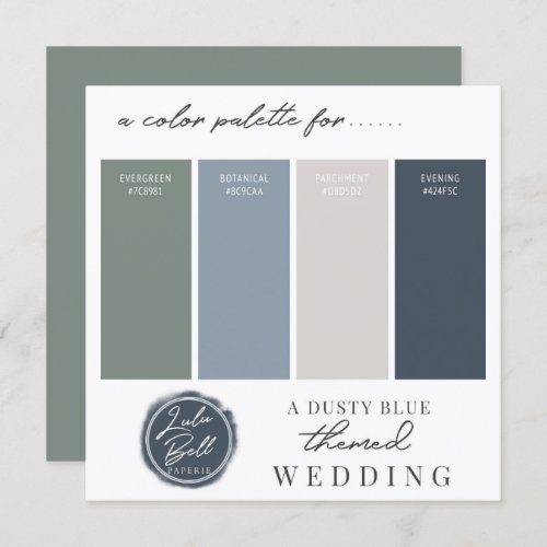 Dusty Blue Green Navy  Gray Color Palette Card