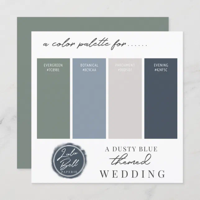 Dusty Blue Green Navy & Gray Color Palette Card | Zazzle