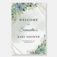 Dusty blue green succulents eucalyptus baby shower
