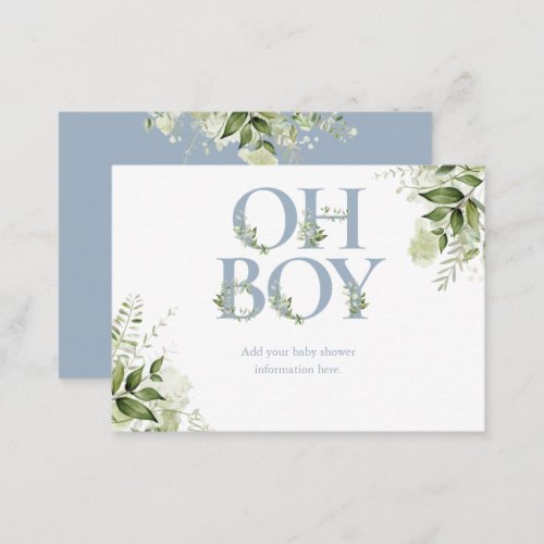 Dusty Blue Greenery Baby Shower Enclosure Card