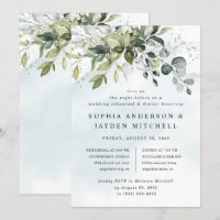 Dusty Blue Greenery Boho Wedding Rehearsal Dinner