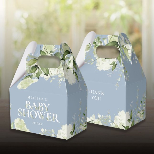 Dusty Blue Greenery Botanical Baby Shower Favor Boxes (Dusty Blue Greenery Botanical Baby Shower Favor Boxes)