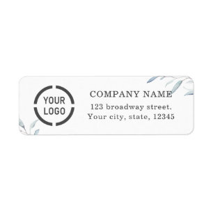 Dusty blue greenery business logo return address label