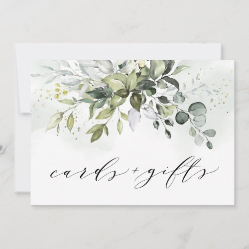 Dusty Blue Greenery Cards and Gifts Wedding Sign