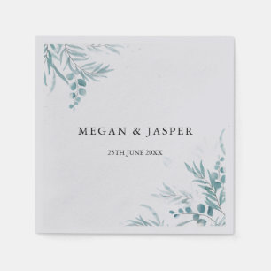 Dusty Blue Greenery Eucalyptus Leaves Wedding Nap Napkins