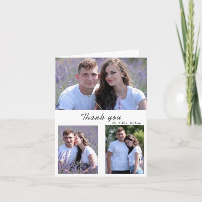 Dusty Blue Greenery Eucalyptus Leaves Wedding Thank You Card (Front)