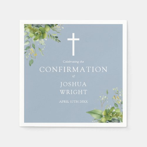 Dusty Blue Greenery Floral Confirmation