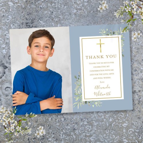 Dusty Blue Greenery Floral Photo Confirmation