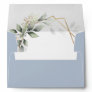 Dusty Blue Greenery Gold Geometric Rustic Wedding Envelope