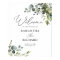 Dusty Blue Greenery Leaves Wedding Welcome Sign