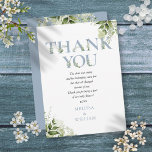 Dusty Blue Greenery Letter Baby Shower Poem Thank You Card<br><div class="desc">Featuring pretty dusty blue greenery lettering,  this chic baby shower thank you card can be personalized with your special thank you message and names. Designed by Thisisnotme©</div>