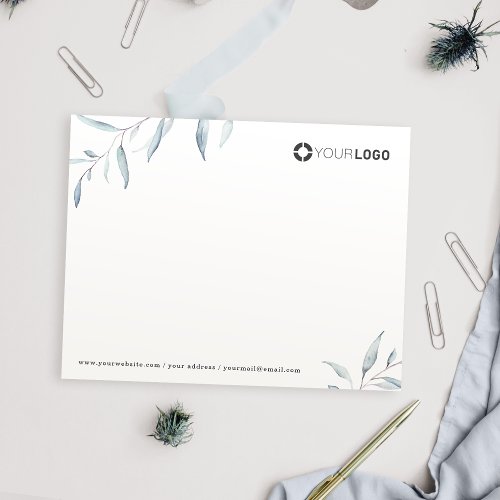 Dusty blue greenery logo business Stationery Note Card