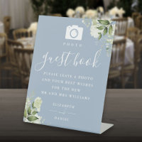 Dusty Blue Greenery Photo Guest Book Wedding