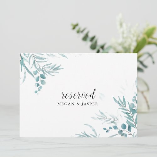 Dusty Blue Greenery  Reserved Sign