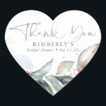 Dusty Blue Greenery Rose Gold Splatters Thank You Heart Sticker<br><div class="desc">Greenery and rose gold thank you stickers for any event</div>
