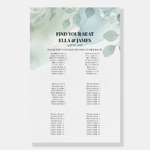 Dusty Blue Greenery Seating Chart Sign