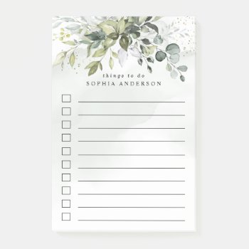 Dusty Blue Greenery Succulent Elegant To Do List Post-it Notes by RusticWeddings at Zazzle