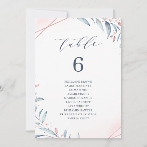 Dusty Blue Greenery table number seating chart