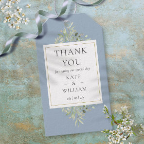 Dusty Blue Greenery Thank You Wedding Favor Gift Tags