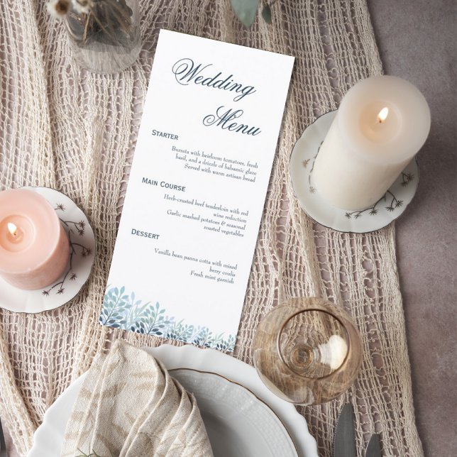 Dusty Blue Greenery Wedding Menu (Creator Uploaded)