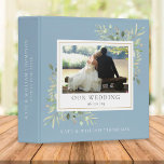 Dusty Blue Greenery Wedding Photo 3 Ring Binder<br><div class="desc">Dusty blue watercolor greenery wedding photo binder. Personalize to create a beautiful elegant binder that is unique to you. Designed by Thisisnotme©</div>