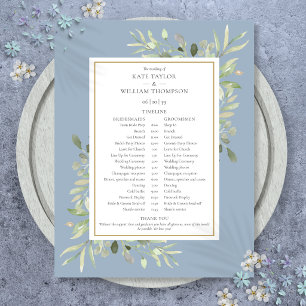 Dusty Blue Greenery Wedding Schedule Timeline