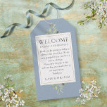 Dusty Blue Greenery Wedding Welcome Basket Bag Gift Tags<br><div class="desc">This elegant dusty blue and greenery and tag can be personalized with your special thank you information in chic typography. Designed by Thisisnotme©</div>