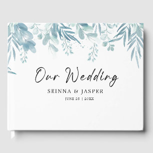 Dusty Blue Greenery Wild Meadow Wedding Guest Book
