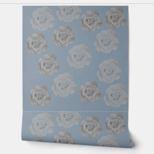 Dusty Blue Grey Floral Gray Dark Elegant Classy Wallpaper