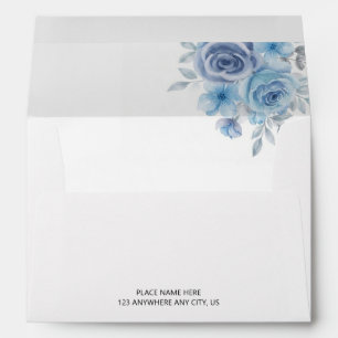 Dusty Blue Grey Watercolor Botanical Modern Floral Envelope