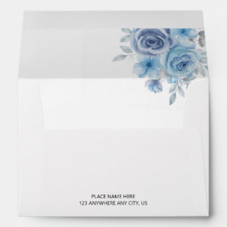 Dusty Blue Grey Watercolor Botanical Modern Floral Envelope