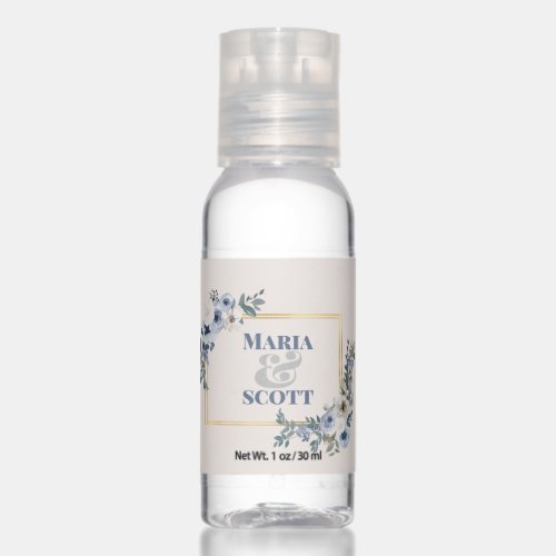 Dusty Blue Grey White Floral Watercolors  Hand Sanitizer