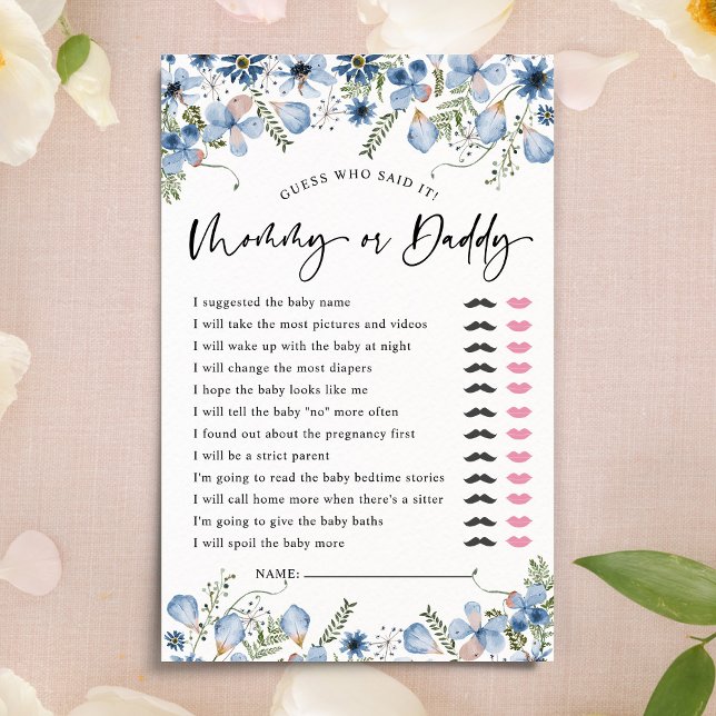 Dusty Blue Guess Who Mom or Dad Baby Shower Games (Creator Uploaded)
