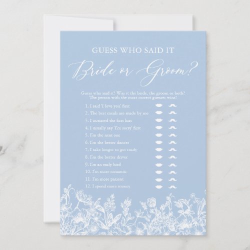 Dusty Blue Guess Who Said It Bride or Groom Game Invitation