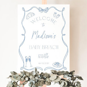 Dusty Blue Hand Drawn Baby Brunch Welcome Sign