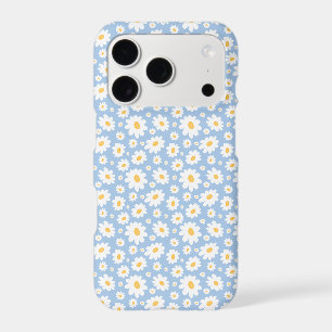 Dusty Blue Hand Drawn Daisy Pattern iPhone 17 Pro Case