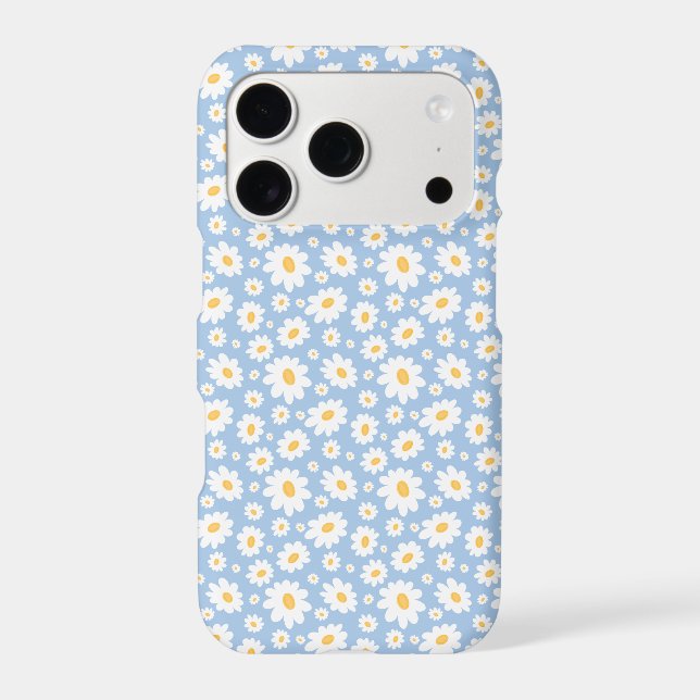 Dusty Blue Hand Drawn Daisy Pattern iPhone Case (Back)