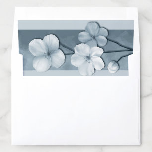 Dusty Blue Hand Drawn Floral Botanical Wedding Envelope Liner