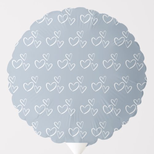 Dusty Blue Handdrawn Hearts Baby Shower Balloon