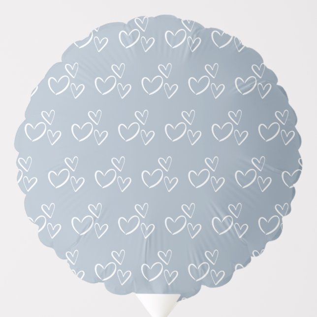 Dusty Blue Handdrawn Hearts Baby Shower Balloon (Front)