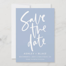Dusty Blue Handwritten Calligraphy Save the Date