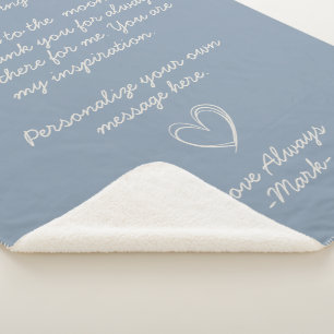 Dusty Blue Handwritten Love Letter or Message Sherpa Blanket