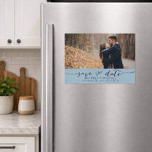 Dusty Blue Handwritten Save the Date Magnetic Invitation
