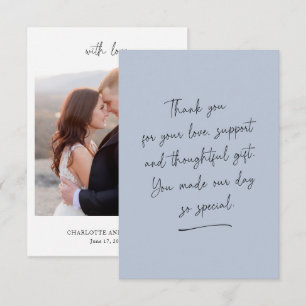 Dusty Blue Hanwritten Thank You Message Photo Card