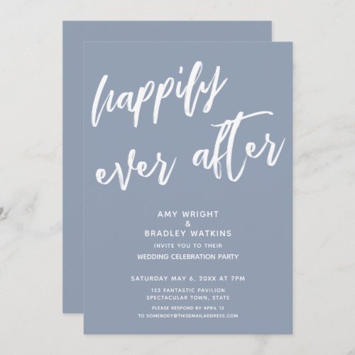 Dusty Blue Happily Ever After Wedding Reception Invitation