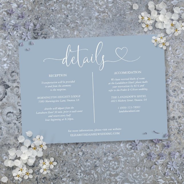 Dusty Blue Heart Script Details Information Card (Dusty Blue Heart Script Details Information Card)
