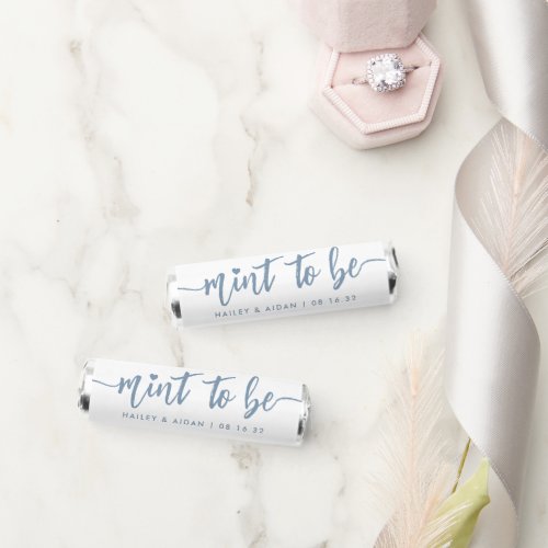 Dusty Blue  Heart Script Personalized Wedding Breath Savers Mints