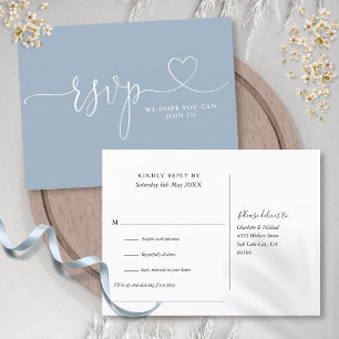 Dusty Blue Heart Script Song Request RSVP Card