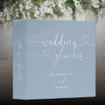 Dusty Blue Heart Script Wedding Planner 3 Ring Binder<br><div class="desc">Elegant dusty blue heart script wedding planner personalized with your names and special wedding date. Designed by Thisisnotme©</div>